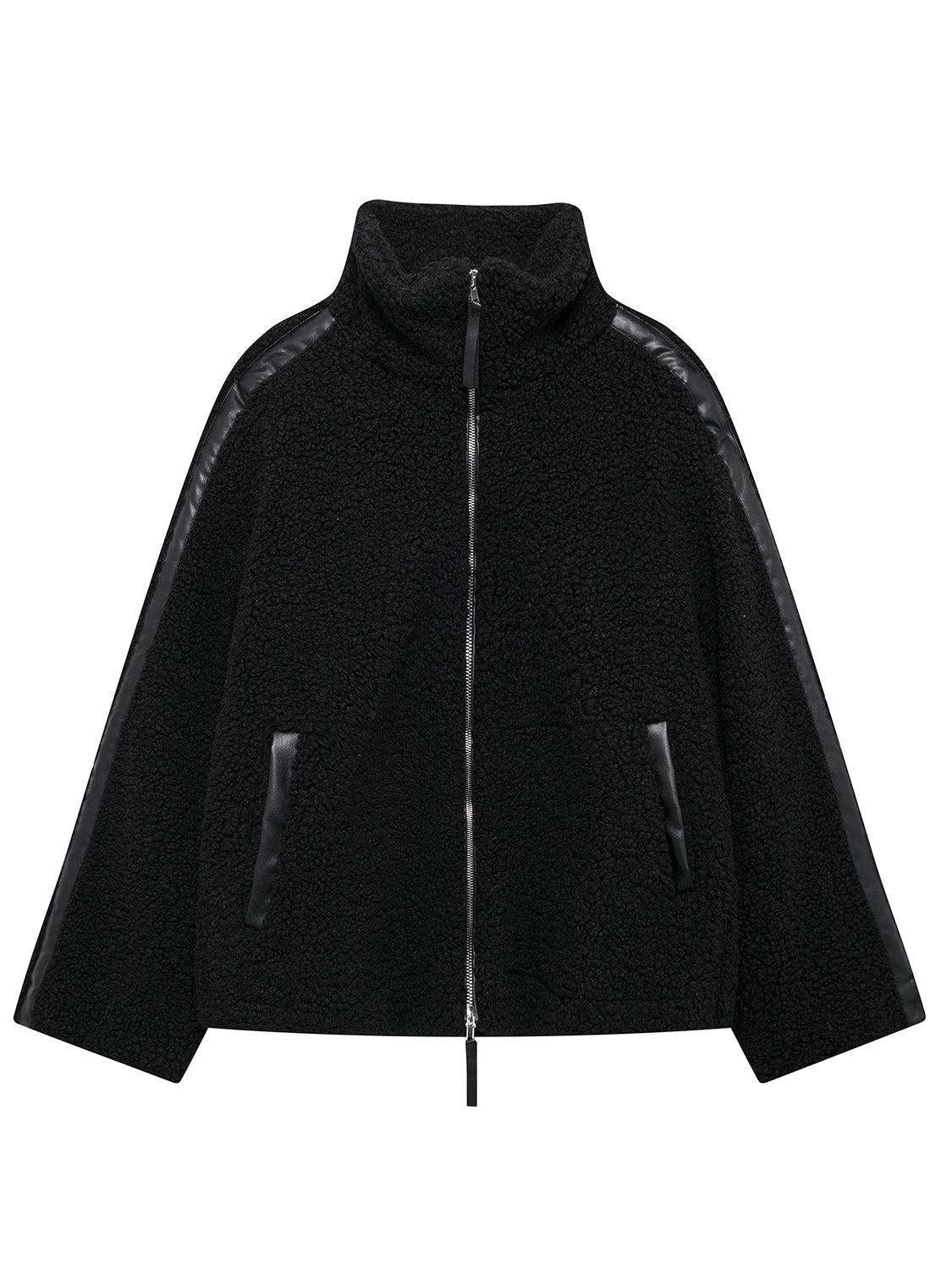 Plüschjacke mit Rollkragen und langen Ärmeln und Reißverschluss