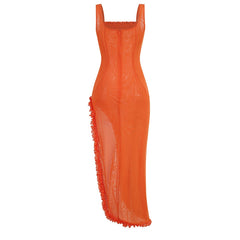 Irregular slit dress French dress banquet dress