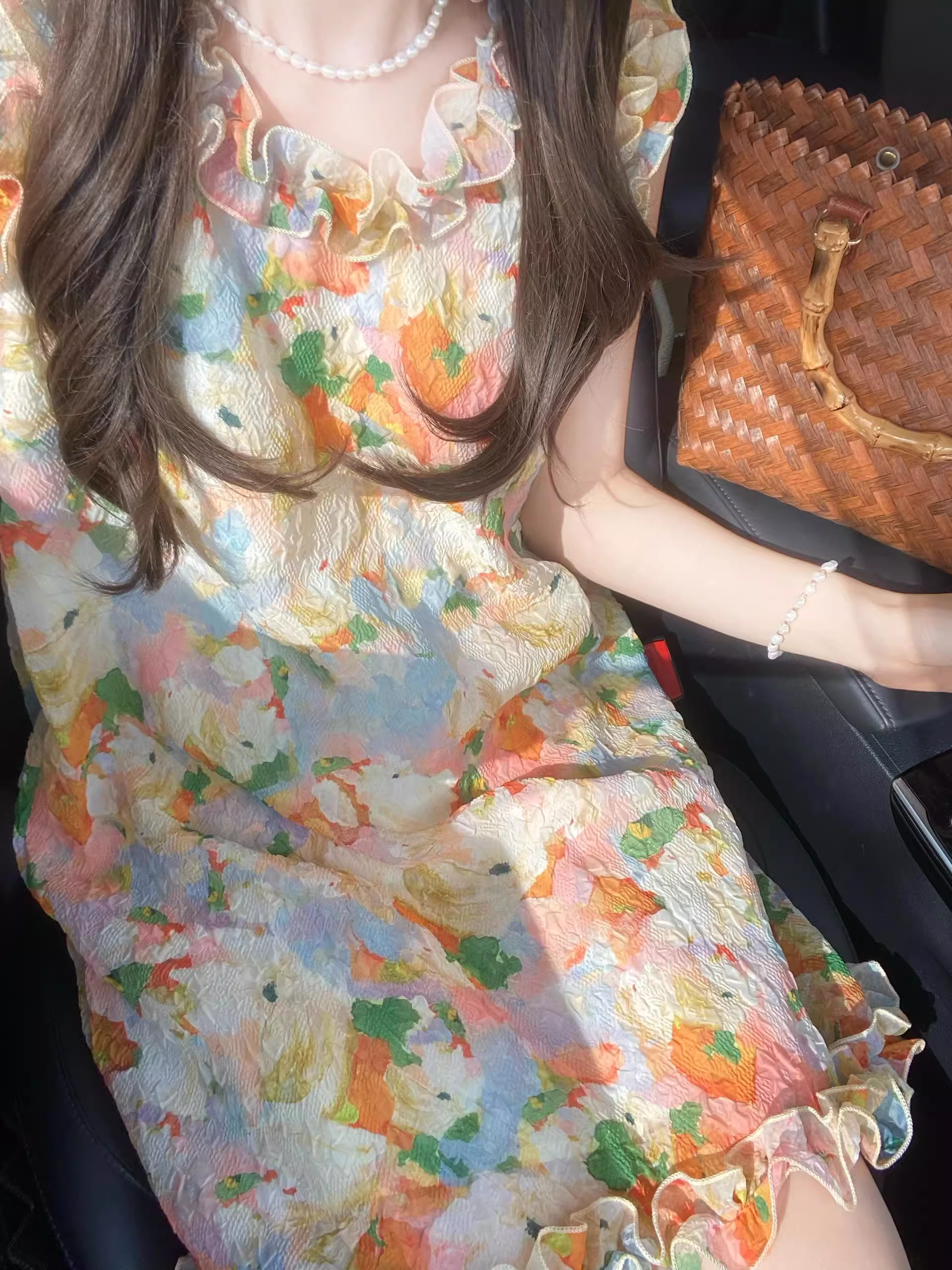 Colorful printed resort style dress