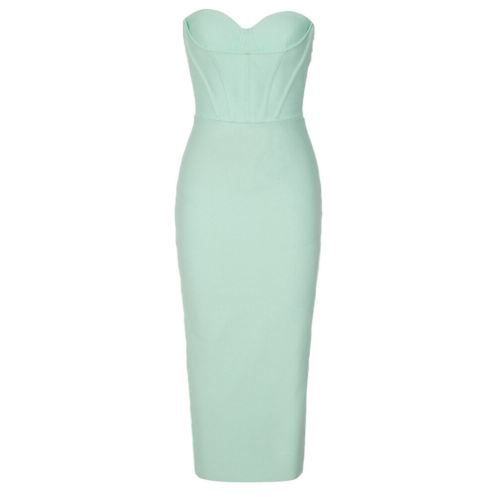 Sleeveless Backless Celebrity Nightclub Party Midi Dress Vestidos