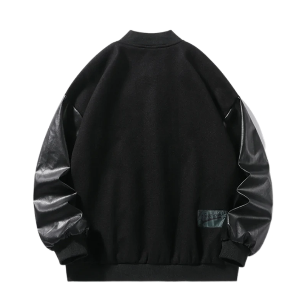 Chaqueta de béisbol con bordados de cruz estilo hip hop vintage