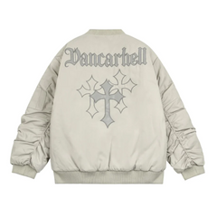 Chaqueta de béisbol con cremallera y bordado urbano