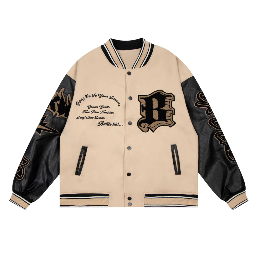 Chaqueta de béisbol con llamas creativas