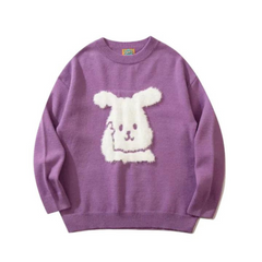 Vintage Flocked Bunny Rabbit Sweater