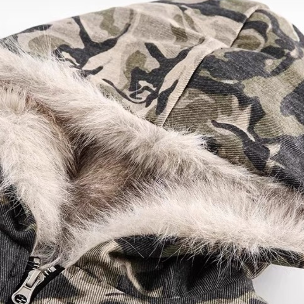 Camouflage Fur Coat