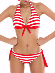 Striped Print Bikini Set