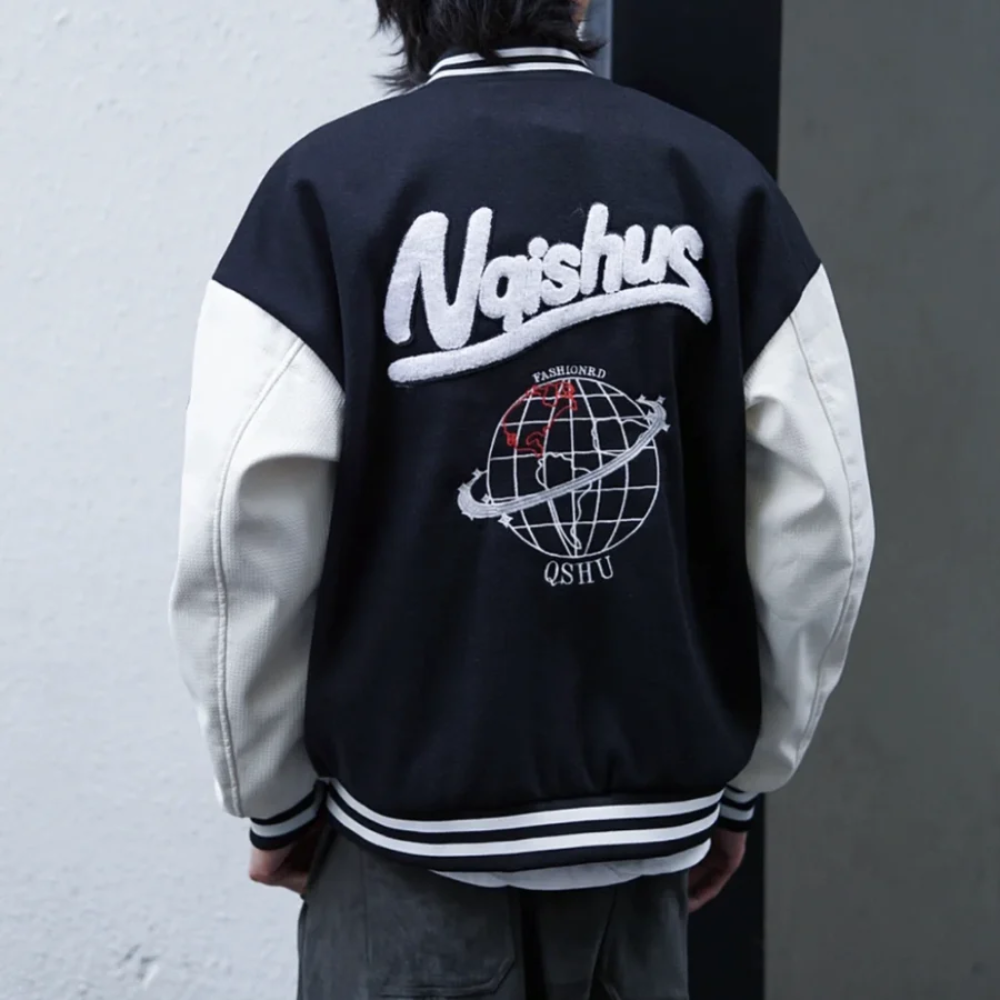 Chaqueta vintage de lana con bordado de toalla