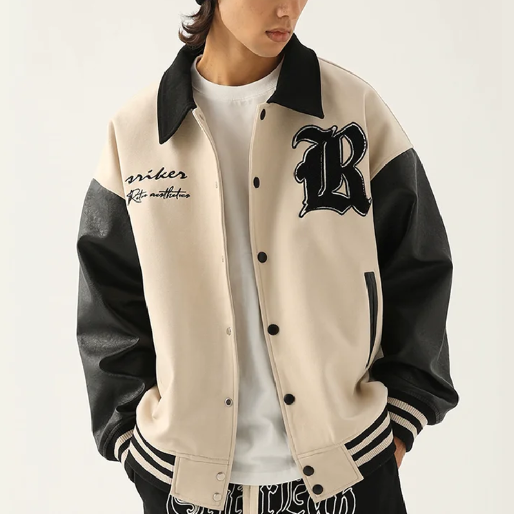 Chaqueta japonesa con bordados y empalmes sueltos