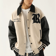 Chaqueta japonesa con bordados y empalmes sueltos