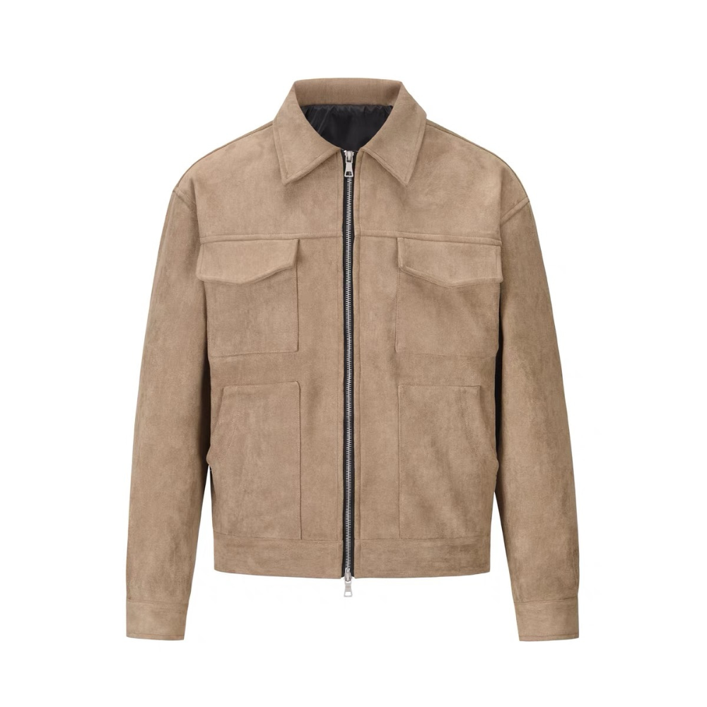 Chaqueta de terciopelo con cremallera engrosada de piel de ciervo