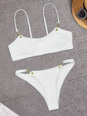 Metal Button Bikini Solid