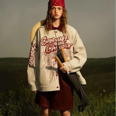 Chaqueta de gamuza con gráfico de ángel vintage