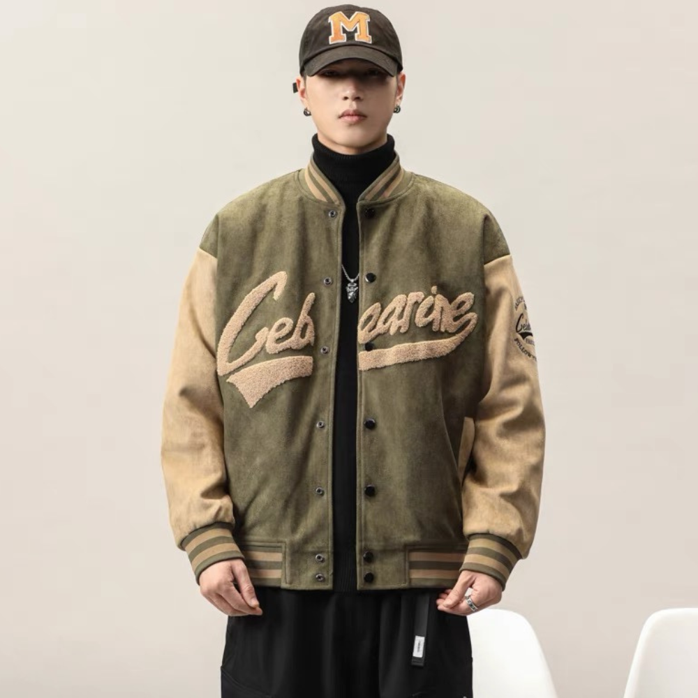 Chaqueta de béisbol de terciopelo de piel de ciervo