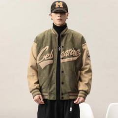 Chaqueta de béisbol de terciopelo de piel de ciervo