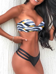 Colorful Bandeau Push Up Bikini Set