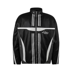 Chaqueta de cuero PU con cuello alto