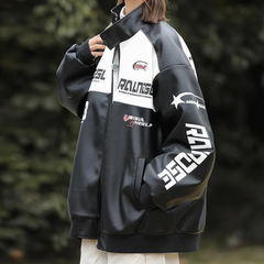 Chaqueta acolchada con letras de motociclista de High Street