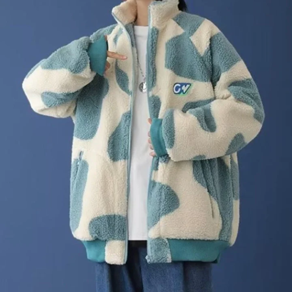 Winter Plush Contrast Color Cotton Jacket