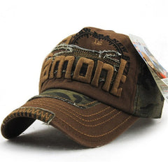 Camouflage Daxie Distressed Embroidered Cotton Baseball Cap