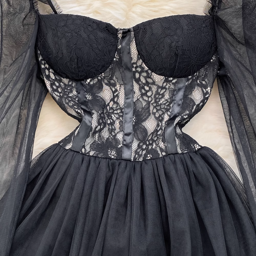 Black A-line Tulle Dress