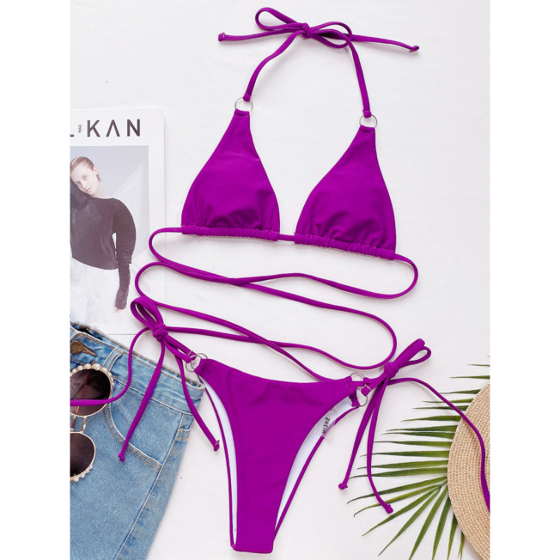 Conjunto de bikini cruzado para mujer