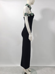 Bandage dress rhinestone flower long dress red carpet dress