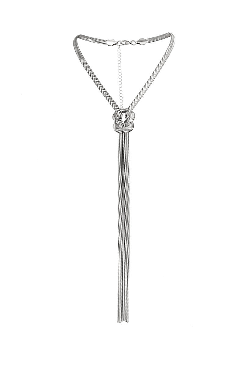 Alloy Twisted Knotted Chain Long Necklace