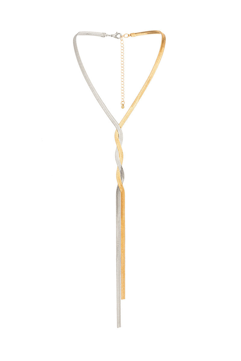 Alloy Twisted Knotted Chain Long Necklace