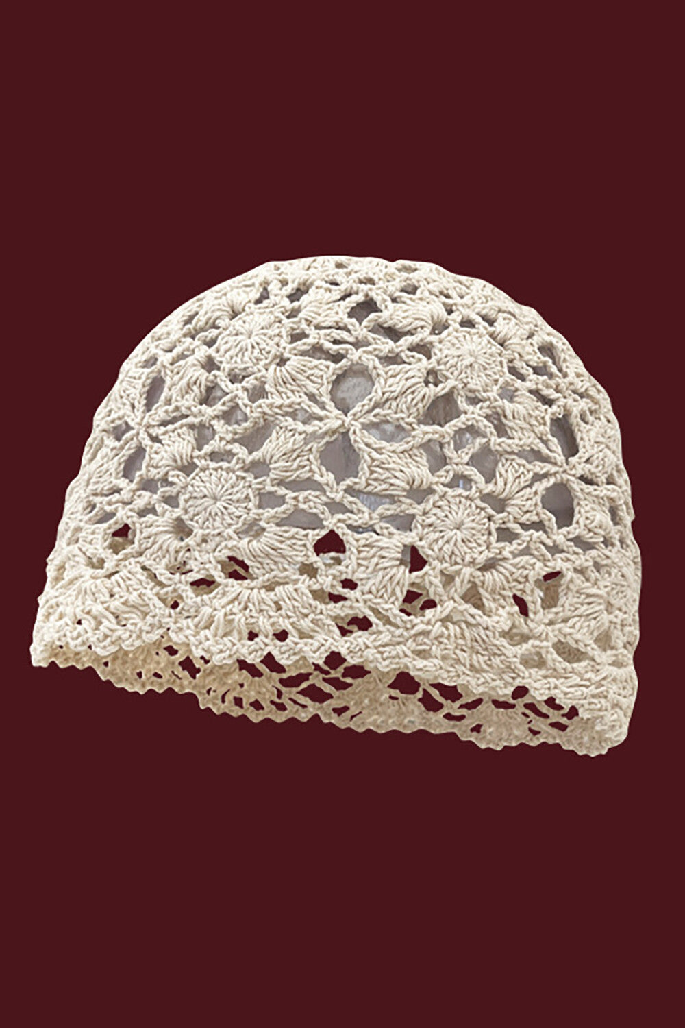 Boho Style Hand - Woven Floral Hollow Out Knit Beanie