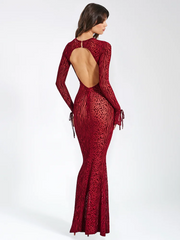 Leakage back long dress