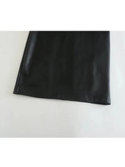 Black Faux Leather Dress Woman Off Shoulder Bodycon Long Dresses Sexy Backless Dress Midi Party Dresses