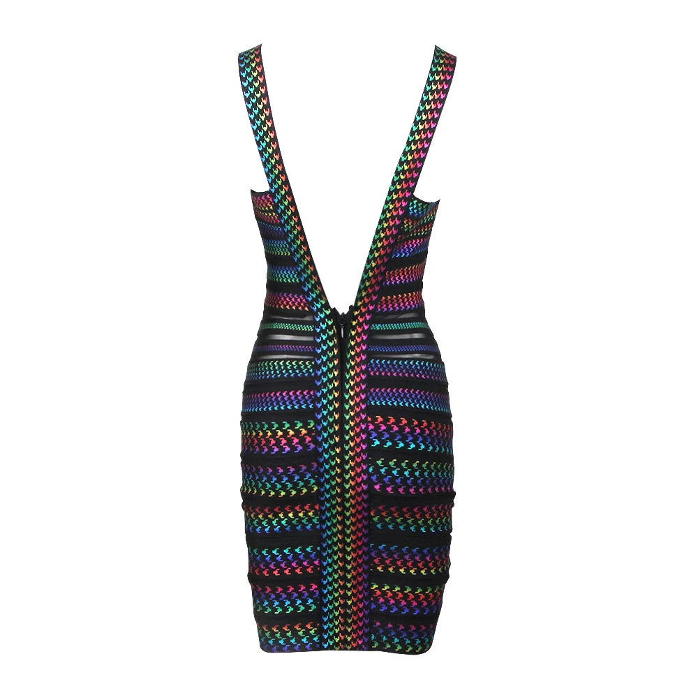 Elegant Bandage Dress Women Sexy Spaghetti Strap Clothing Club Party Mini Backless Dress