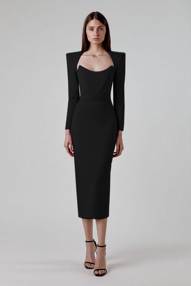 Beauty Sexy Temperament Simple Bandage Dress Long Dress