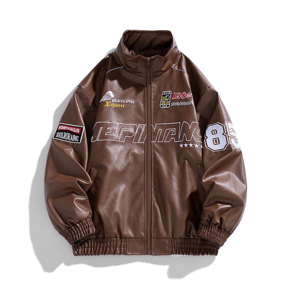 Chaqueta de cuero de motociclista