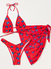 Bikini con estampado de mariposas en color