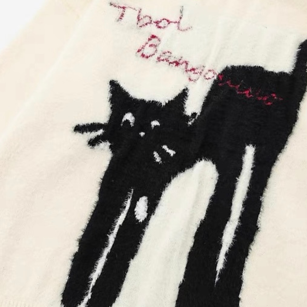 Cat Graphic Knit Sweater