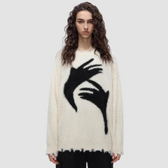 Retro Abstract Hand Fleece Sweater