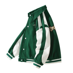 Chaqueta con hombros caídos y bordado en contraste