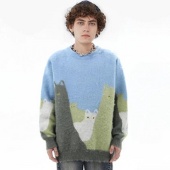 Süßer Pullover mit Katzen-Farbblock