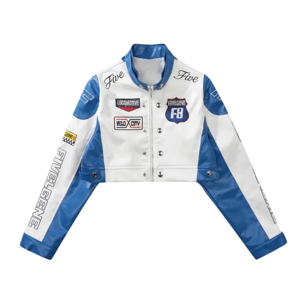 Badge Leather Racing Jacket