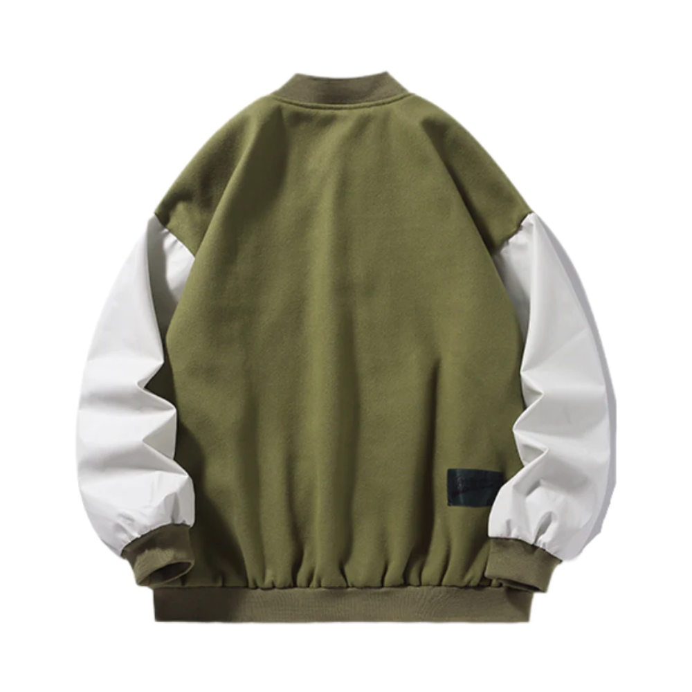 Chaqueta de béisbol con bordados de cruz estilo hip hop vintage