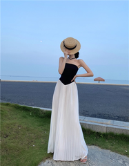 Beach holiday beach long skirt strapless dress