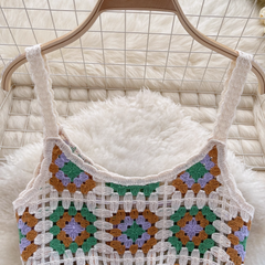 Gestricktes Unterhemd Damen Sommeroberteil mit Hohlmuster