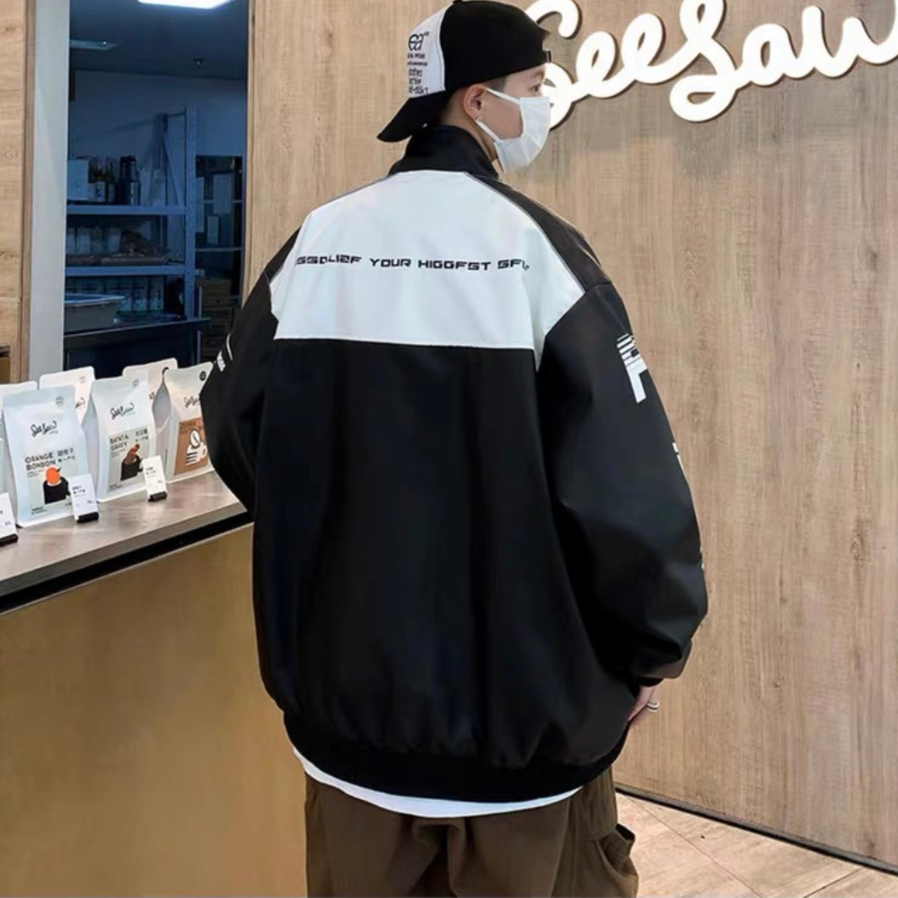 Chaqueta de PU de carreras americana