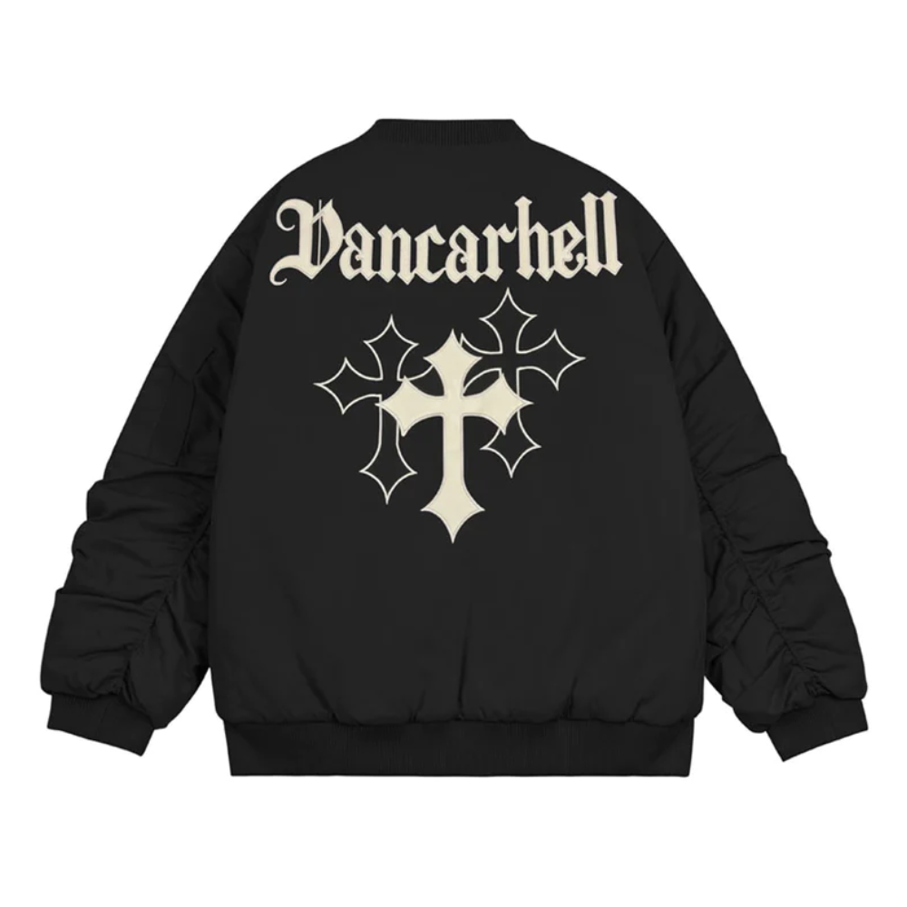 Chaqueta de béisbol con cremallera y bordado urbano