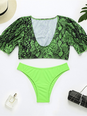 Conjunto de bikini con mangas abullonadas