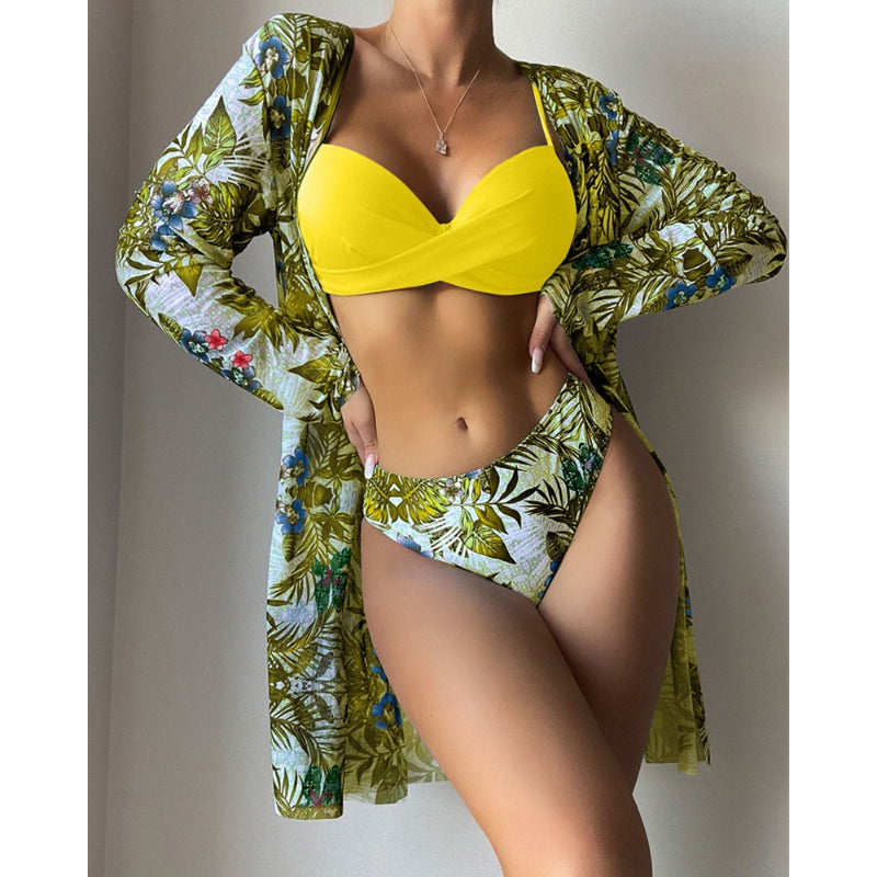 Conjuntos de bikini de cintura baja con diseño floral torcido para mujer