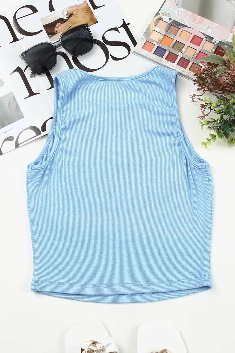 Ribbed Round Neck Cropped Tank