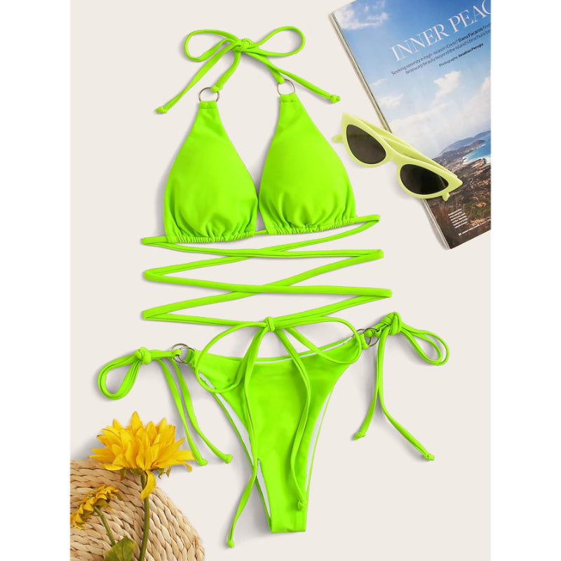 Conjunto de bikini cruzado para mujer