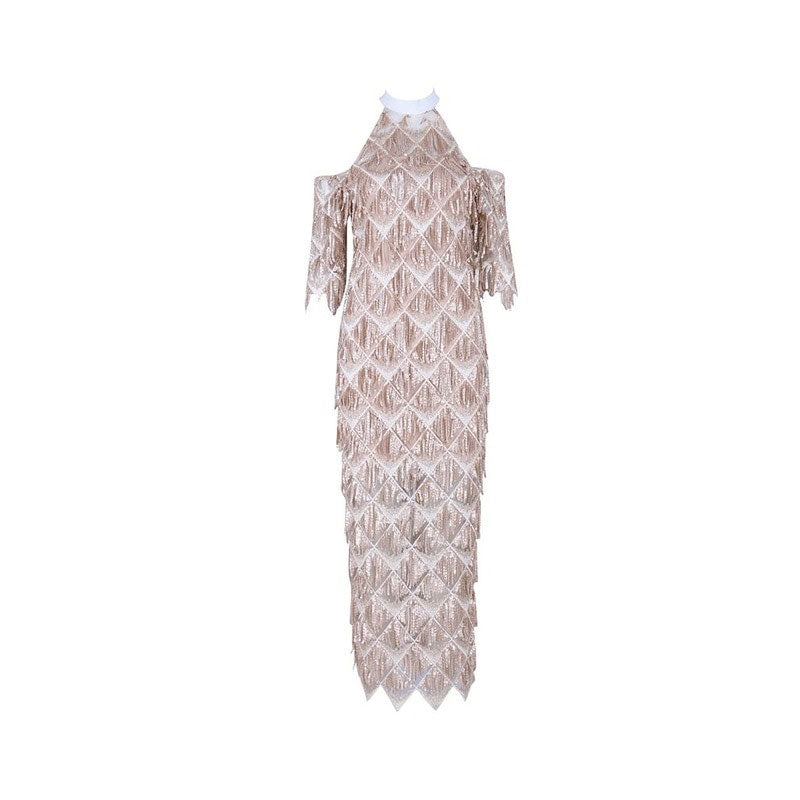 Elegant Sequins Evening Party Dress Vestidos Verano 2019 Mesh Runway Dress